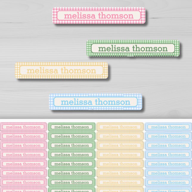 Cute Soft Pastel Pink Blue Green Yellow Checkered  Kids' Labels (Creator Uploaded)