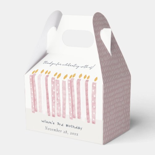 Cute Soft Pastel Pink Watercolor Birthday Candles Favor Boxes