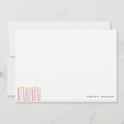 Cute Soft Pastel Pink Watercolor Birthday Candles Note Card