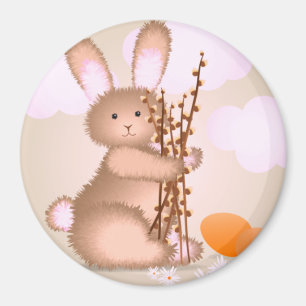 Cute soft pink  Easter Bunny Classic Round   Magnet