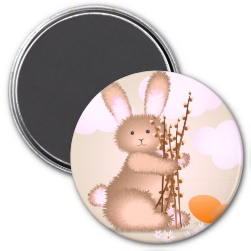 Cute soft pink  Easter Bunny Classic Round   Magnet