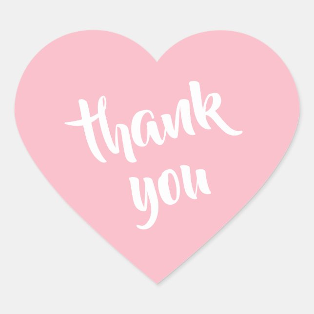 Cute Soft Pink Thank You Heart Sticker (Front)