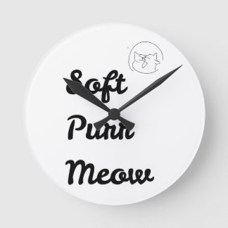 Cute "Soft Purr Meow" Minimalist Cat Wall Clock