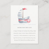 Cute Soft Red Blue Sailboat Books For Baby Shower Enclosure Card (Front)