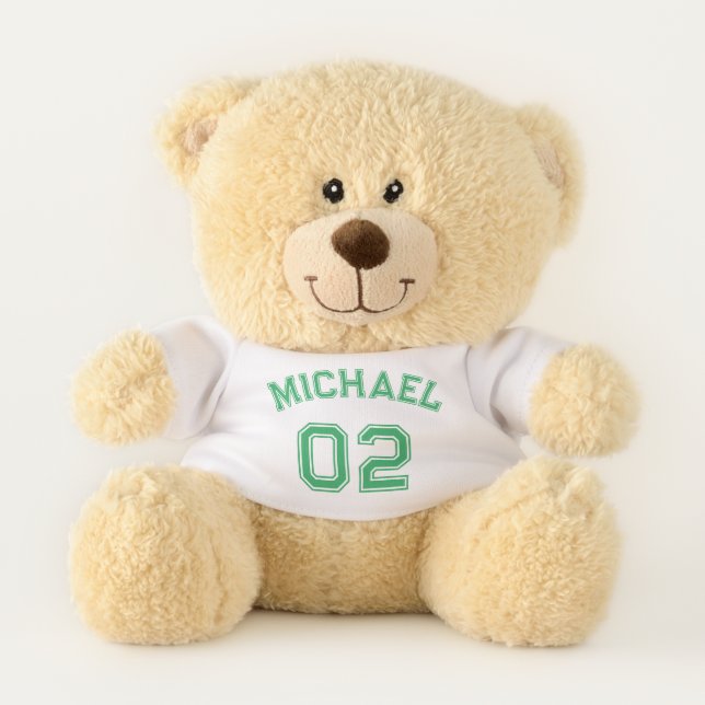 Cute Soft Sports Custom Name Jersey Number Gift Teddy Bear (Front)