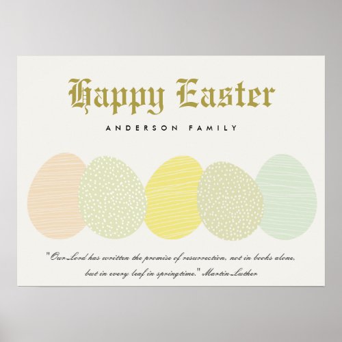 CUTE SOFT SUBTLE PASTEL EASTER EGGS PERSONALIZED POSTER