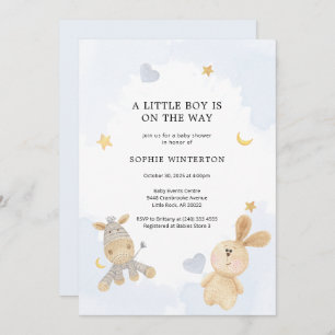 Cute Soft Toys Boys Baby Shower Invitation