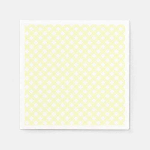 Cute Soft Yellow Gingham Pattern Napkins