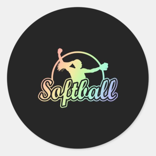 Cute Softball Classic Round Sticker