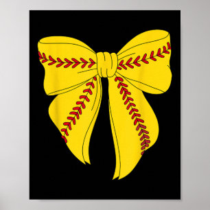 Cute Softball Coquette Bow For Women Girls Softbal Poster