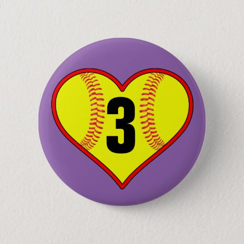 Cute Softball Heart Customizable Softball Pin