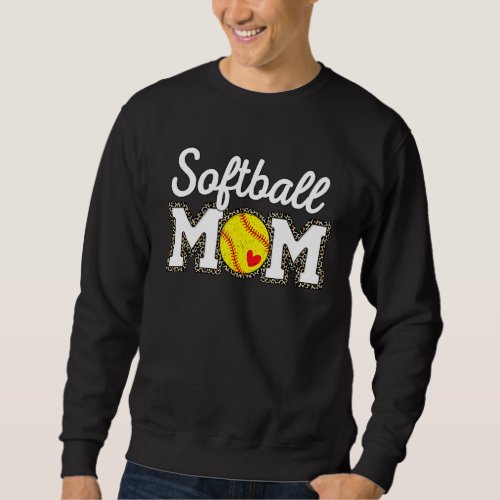 Cute Softball Mom Leopard Print Mothers Day Sweatshirt