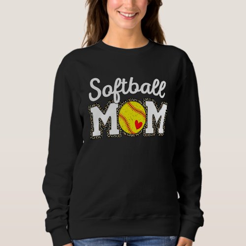 Cute Softball Mom Leopard Print Mothers Day Sweatshirt