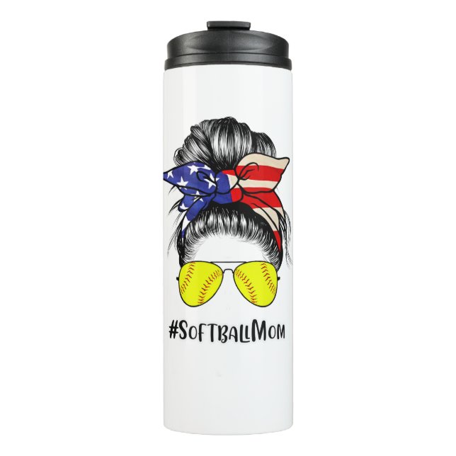 Cute Softball Mom Thermal Tumbler (Front)