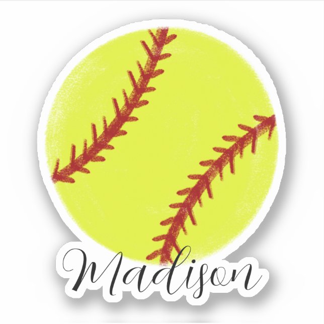 Cute Softball Name Sticker (Front)