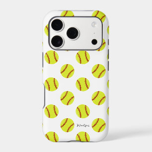 Cute Softball Pattern Personalized Name Iphone 18 Pro Case