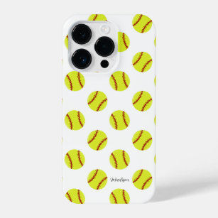 Cute Softball Pattern Personalized Name iPhone 14 Pro Case