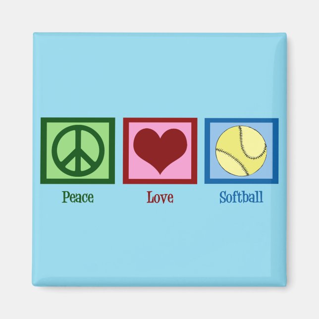 Cute Softball (Peace Love) Magnet (Front)