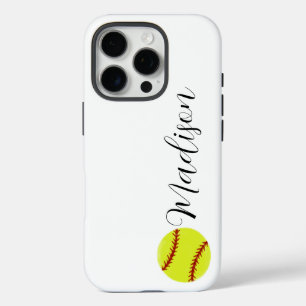 Cute Softball Personalized Name iPhone 16 Pro Case