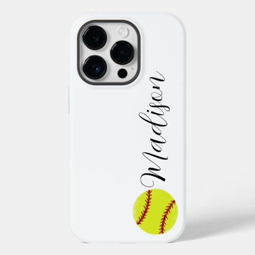 Cute Softball Personalized Name Case_Mate iPhone 14 Pro Case