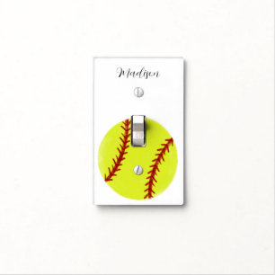 Cute Softball Personalized Name Light Switch Cover
