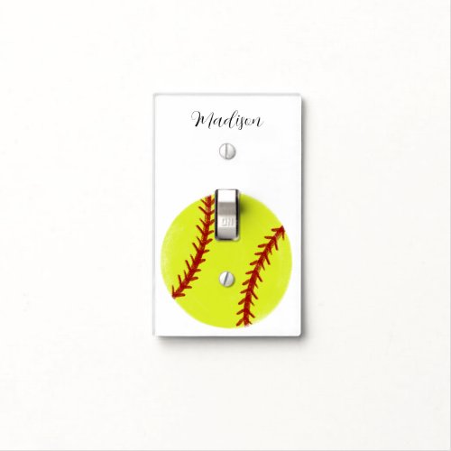 Cute Softball Personalized Name Light Switch Cover