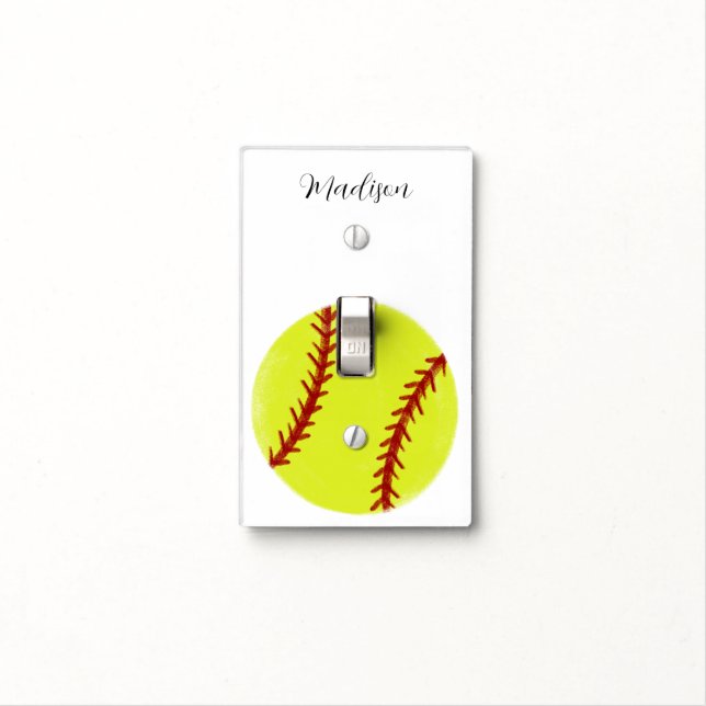 Cute Softball Personalized Name Light Switch Cover (In Situ)