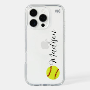 Cute Softball Personalized Name iPhone 16 Pro Case