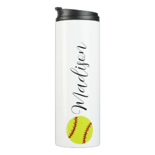 Cute Softball Personalized Name Thermal Tumbler