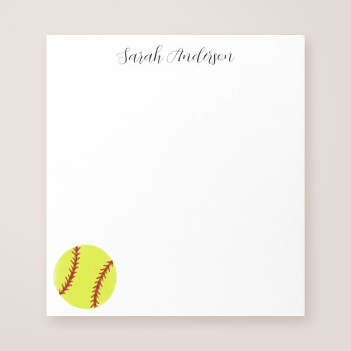 Cute Softball Personalized Notepad