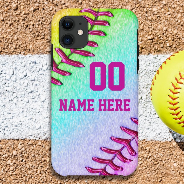 Cute, Softball Phone Cases, OLDER to NEW Styles Case-Mate iPhone Case (Softball iPhone 11 Case. Personalized Softball Phone Cases. Cute Softball Phone Case.)