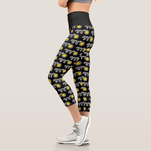 Cute softball sports print black custom high waist capri leggings