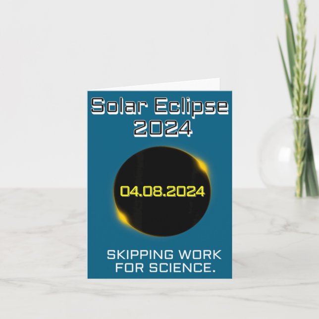 Cute Solar Eclipse Skipping Work Science Card (Front)
