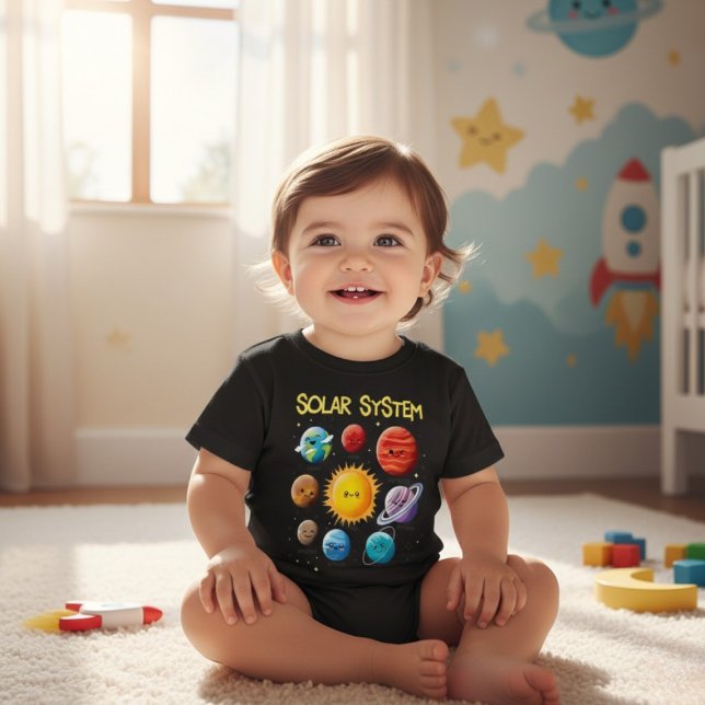 Cute Solar System Cartoon Planets Toddler T-shirt (Creator Uploaded)
