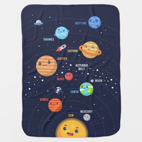 Cute Solar System Design Baby Blanket