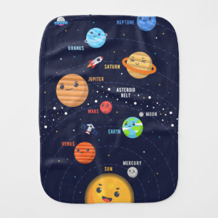 Cute Solar System Design Baby Burp Cloth
