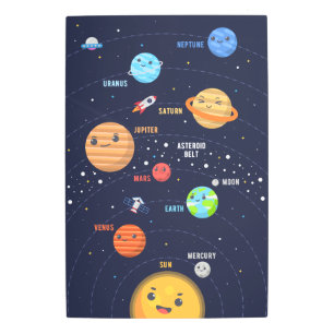 Cute Solar System Design Metal Print