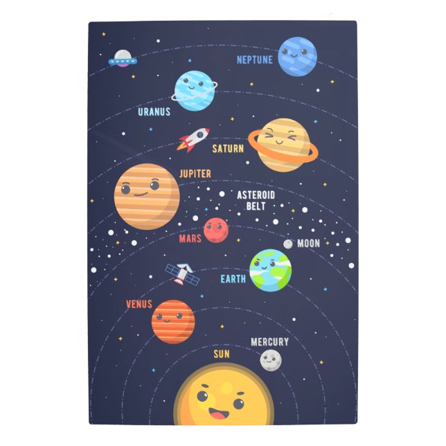 Cute Solar System Design Metal Print (Front)