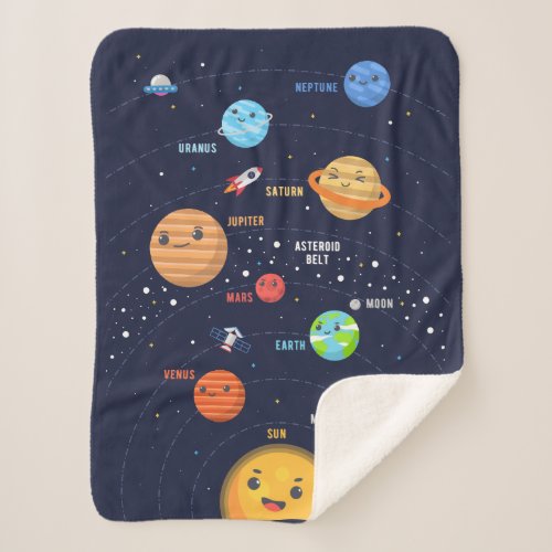 Cute Solar System Design Sherpa Blanket