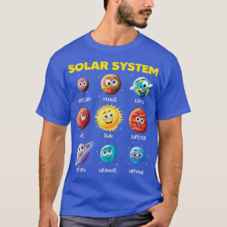 Cute Solar System Funny Planet Faces Space science T-Shirt