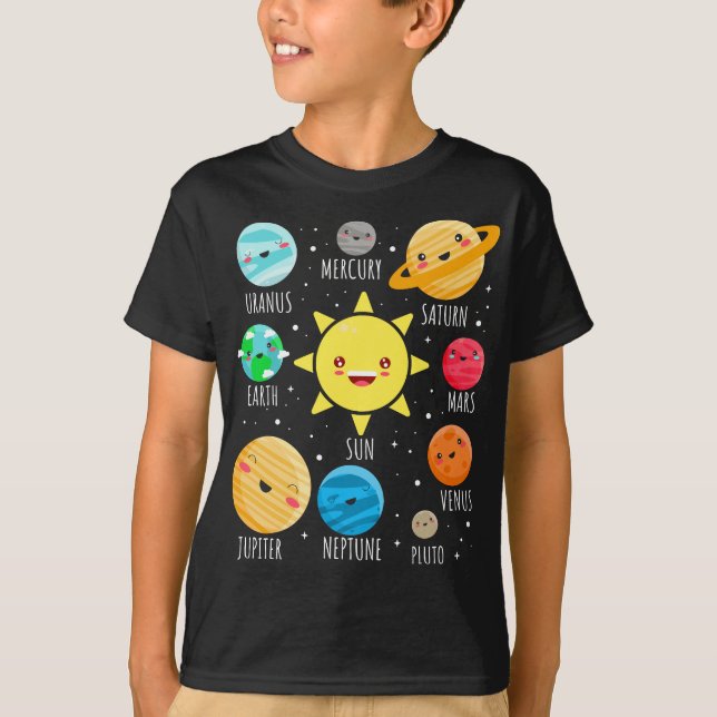 Cute Solar System Planets, Funny Galaxy Tee for Sp (Front)