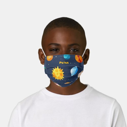 Cute Solar System Seamless Pattern Kids Cloth Face Mask