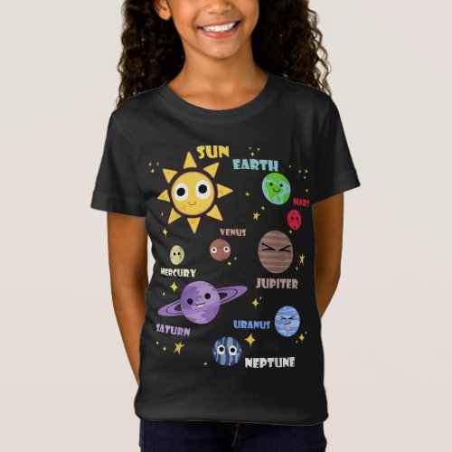 Cute Solar System Shirt Kids Toddlers Astronomy