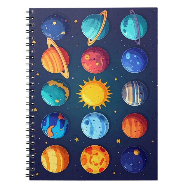 Cute Solar System Space Design – Educational Notebook (Front)