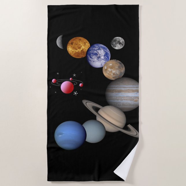  Cute Solor System Planet Beach Towel (Front)