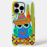 Cute Sombrero owl with parrot &amp; custom Name Case-Mate iPhone 14 Pro Max Case