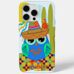 Cute Sombrero owl with parrot &amp; custom Name iPhone 15 Pro Max Case