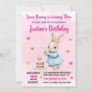 Cute Some Bunny Any Age Birthday Party Invitation