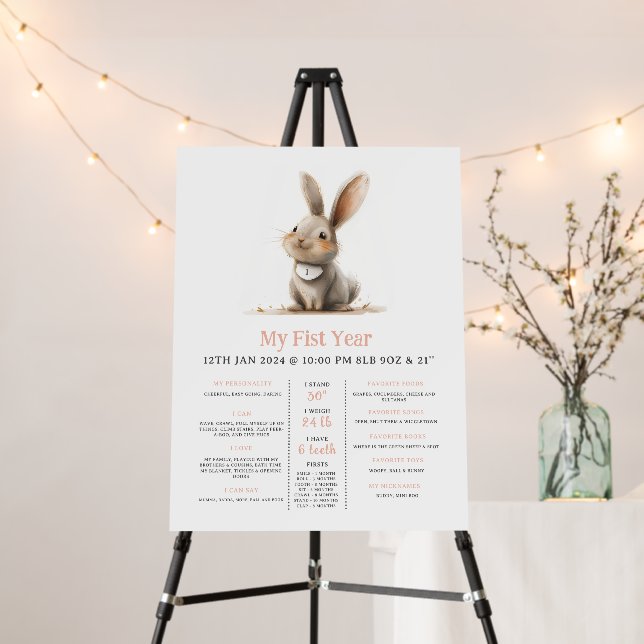 Cute Some Bunny Girls First Bday Milestone Sign (In Situ (Stand))