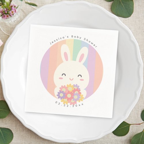 Cute Some Bunny is On The Way Floral Baby Shower Napkins
